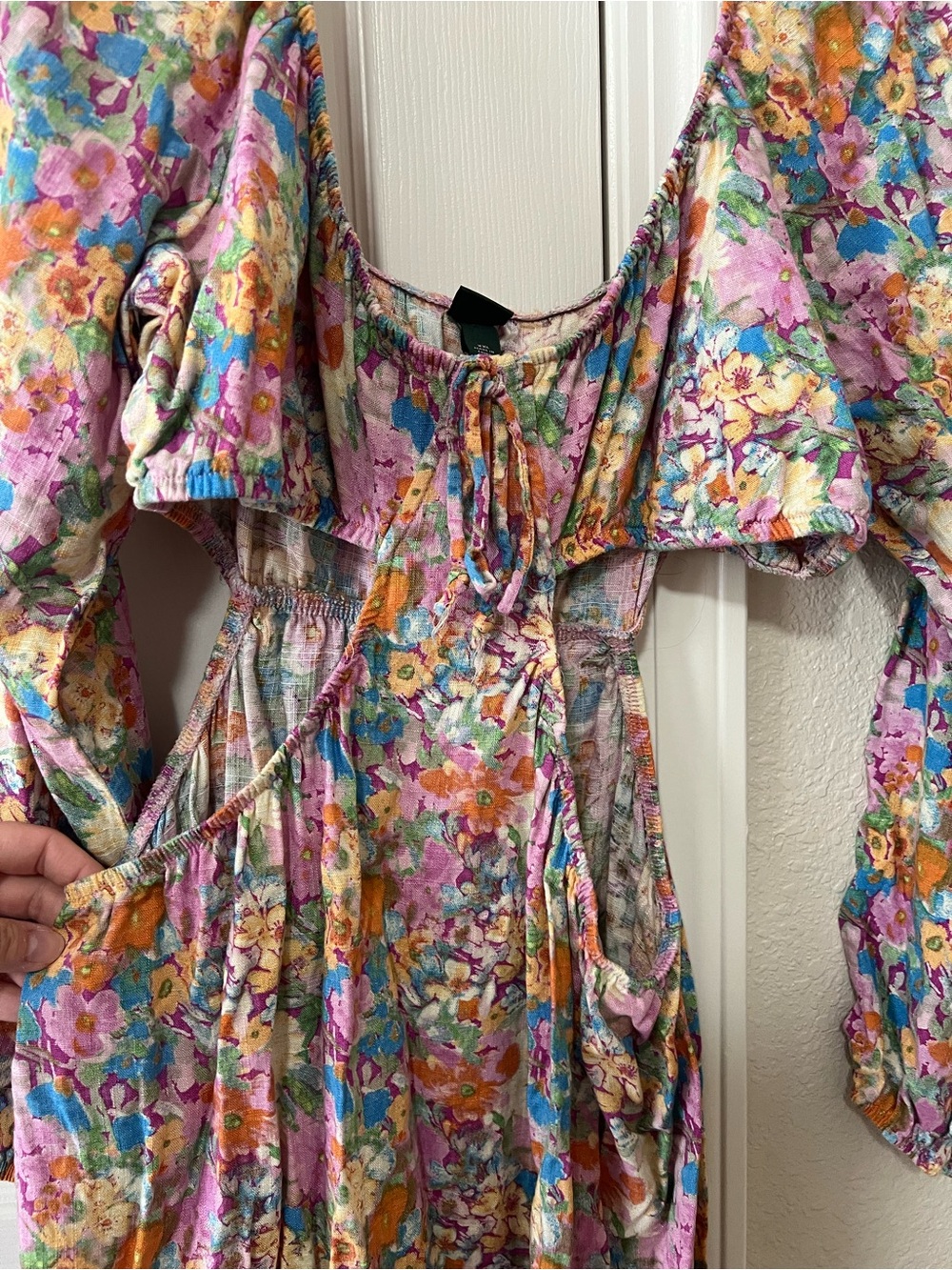 Wild Fable Floral Linen Blend Cutout Dress Size XXL - Picture 5 of 9